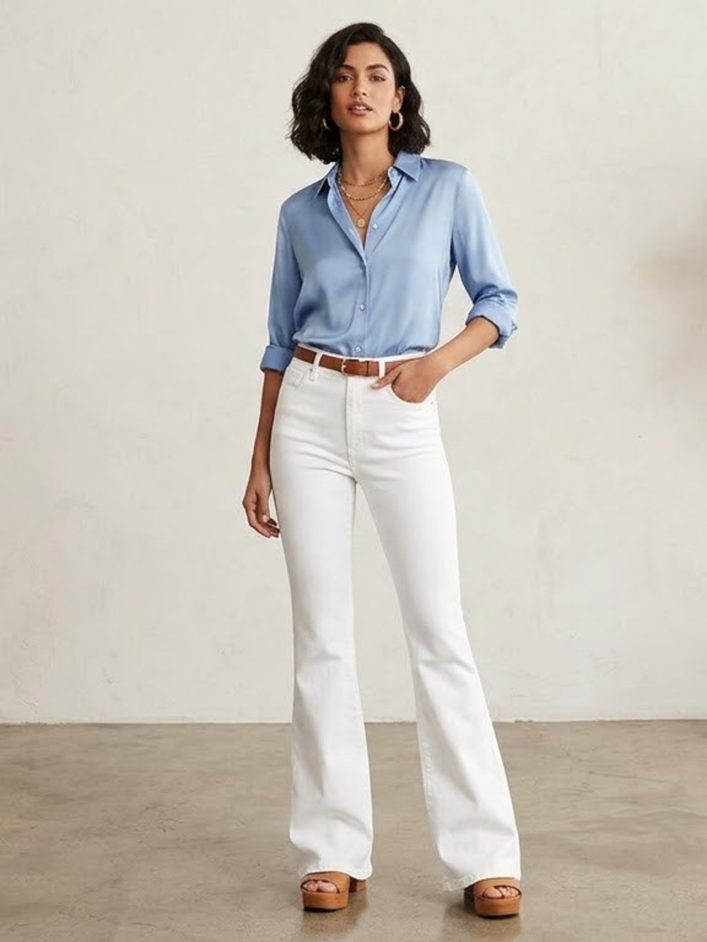 J Brand White High-Rise Flare Jeans